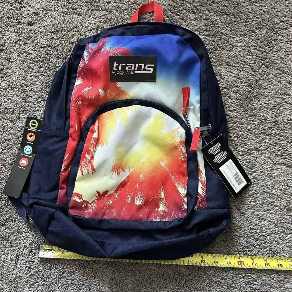 Trans By Jansport Multipalm Sun Backpack With Laptop Sleeve Blue New